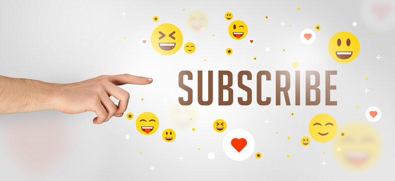 Close-Up of cropped hand pointing at social media concept