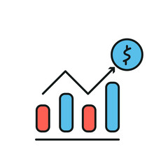 Market growth chart linear icon. Color