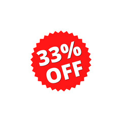 33% off with red sticker design. online discount template