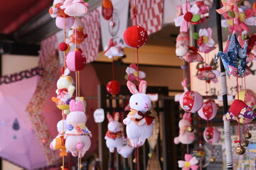 ハンドクラフトの飾り付け兎の手作り人形　