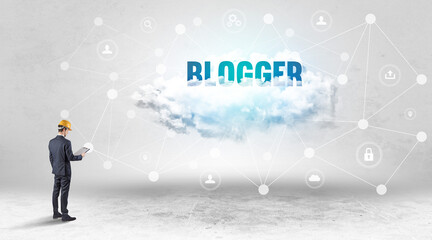 Engineer working on a social media concept