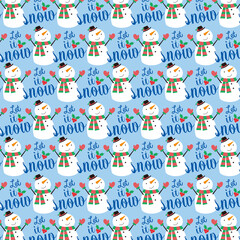 christmas seamless pattern with snowman