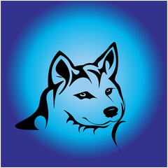 Tribal lobo Fondo Azul