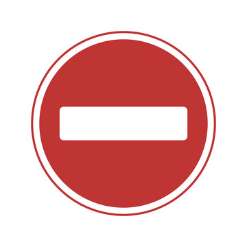 Red white round stop or do not enter traffic sign, circle red warning template design