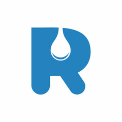 creative letter R logo design with water drops