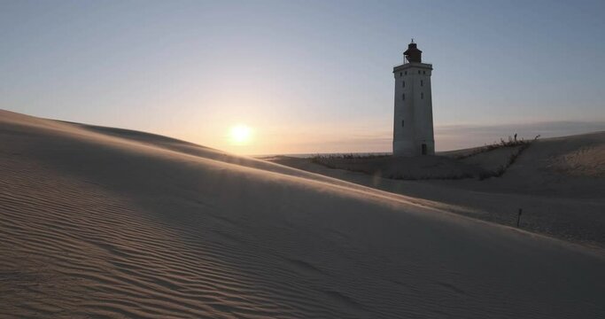 Rubjerg Knude Fyr Sunset and sand dunes in Lokken, Denmark