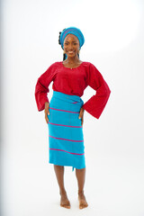 Portrait of a Nigerian Yoruba Woman dressed in Traditional dress