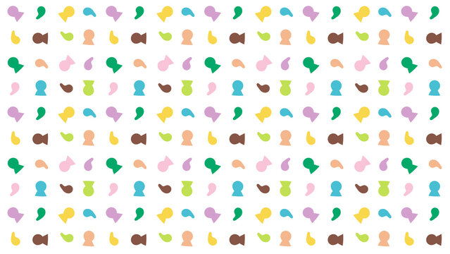 かわいい色の勾玉のイラスト背景素材　　横長 16：9