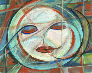 Abstract Cubist Mask Face