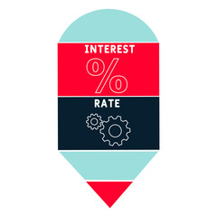 IR - Interest Rate acronym. business concept background. vector illustration concept with keywords and icons. lettering illustration with icons for web banner, flyer, landing pag