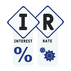IR - Interest Rate acronym. business concept background. vector illustration concept with keywords and icons. lettering illustration with icons for web banner, flyer, landing pag