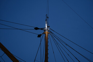 The mast of a sailing ship is a tall mast, or arrangement of masts, that is erected more or less...
