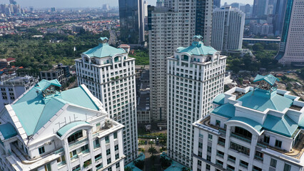 Aerial photography of the ancient architectural landscape of the Jakarta city