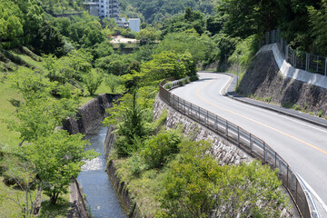 川沿いの道の様子