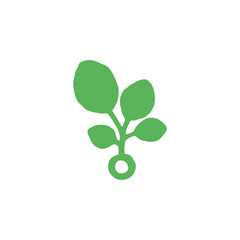 Seed and leaves, flat vector symbol design illustration