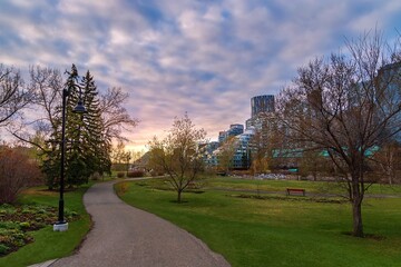 Sunrise Clouds Over A Spring Park