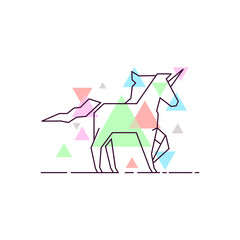 Geometric unicorn outline design logo