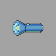 Fully edited pixel art style colored flashlight isolated on a white background for games, mobile applications, poster design and printed purpose.