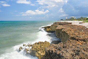 Blowing Rocks Nature Preserve sanctuary on the barrier island of Jupiter Island between Hobe Sound and Jupiter in South east Florida © Ryan Tishken