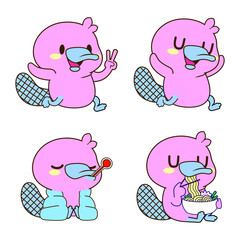 Cute Platypus Doodle Sticker, Platypus Illustration