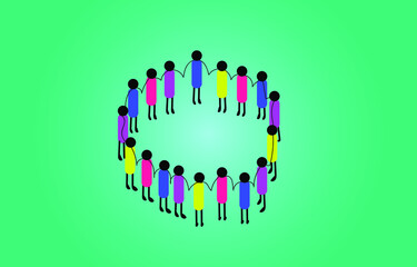 A handshake that represents unity, there are many people, the image is made with vectors.