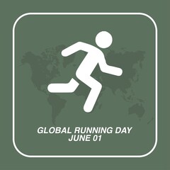 Fototapeta na wymiar Running Stickman Icon Vector, Global Running Day Design Concept, perfect for social media post templates, posters, greeting cards, banners, backgrounds, brochures. Vector Illustration