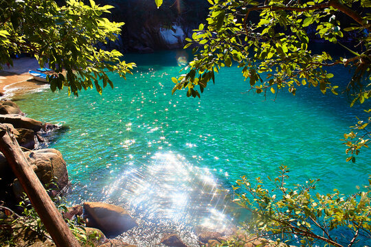 Turquoise Water In The Beach Colomitos A Hidden Beach On Boca De Tomatlan Puerto Vallarta Jalisco 