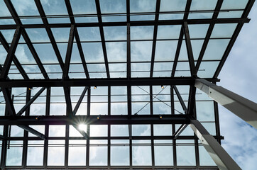 Steel and Glass Skylight in Sunlight.