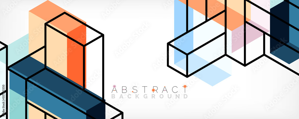 Poster abstract background. 3d cubes, cubic elements and blocks. techno or business concept for wallpaper, 