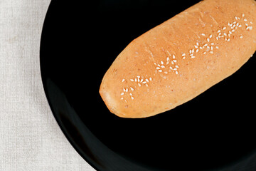 Milk Plain Long John buns bread with copy space for text	
