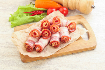 Bacon roll slice for breakfast