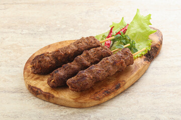 Beef kebab skewer minced meat