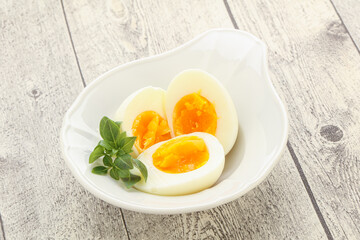 Boiled chicken egg for breakfast