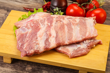 Raw pork ribs for cooking