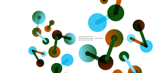 Abstract background. Round dots connected by lines. Trendy techno business template for wallpaper, banner, background or landing