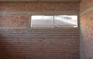 Home Construction material concept. Brick and concrete.