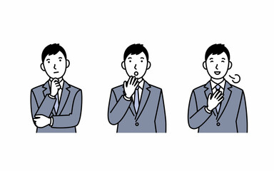 表情のバリエーションイラスト（スーツの男性）