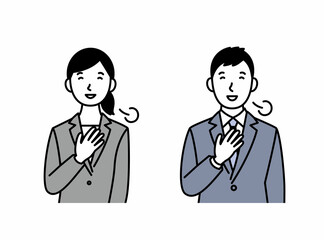 安心するスーツを着た男女