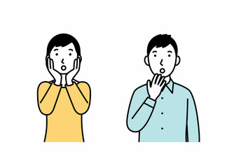 驚く男女