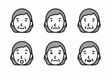 おばあちゃんの表情バリエーション