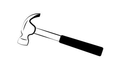 Claw hammer vector isolated on white. Nails pulling hammer icon.