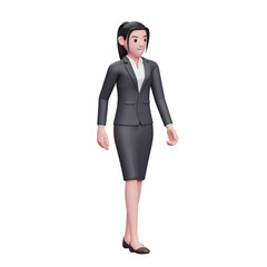 Fototapeta premium Beautiful Woman In Formal Clothes walking pose, 3D render business woman character illustration