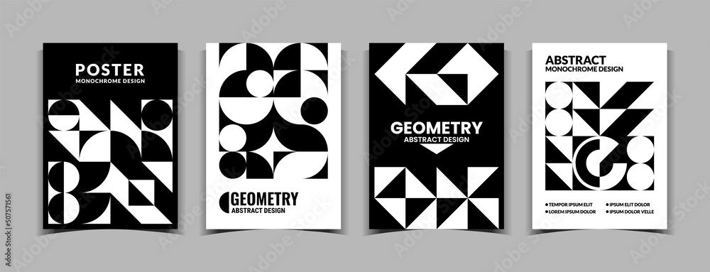 Poster bauhaus pattern. monochrome architecture poster with abstract design for catalog and magazine. moder