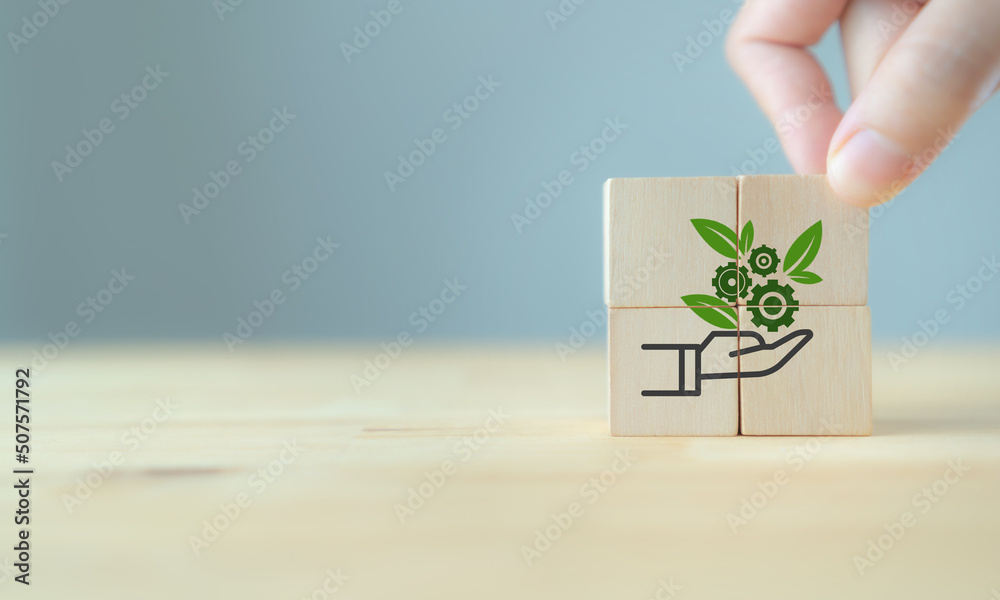 Wall mural environmental technology concept. sustainable development goals. sustainable planet trend and bio-ec