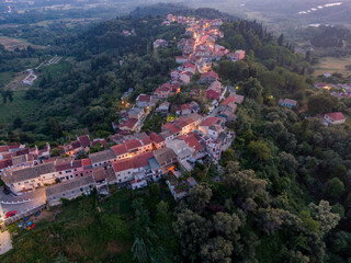 Aerial drone view of Agrafoi village in north Corfu , Greece