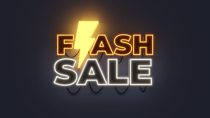 3D Rendering Flicker Neon Light Flash Sale Text Effect 3D Illustration Background