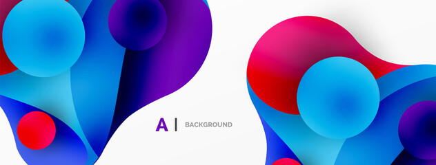 Geometric round shapes and circles abstract background. Wallpaper for concept of AI technology, blockchain, communication, 5G, science, business