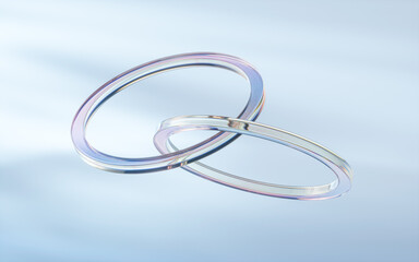Curve glass with light illuminated, 3d rendering.