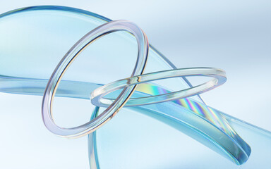 Curve glass with light illuminated, 3d rendering.