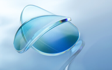 Curve glass with light illuminated, 3d rendering.